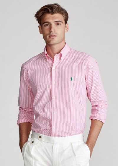 Camisa Polo Ralph Lauren Hombre Rosas / Blancos - Classic Fit Striped - SEKVQ6015